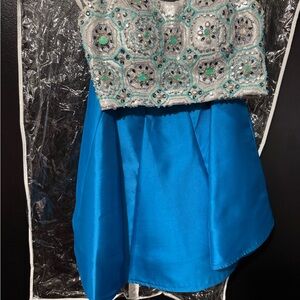 Rachel Allan Blue and Silver Dress 2 piece size 6